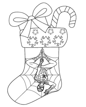 Dibujo de Imgi 12 Spiderman Christmas Stocking Coloring Page para Colorear