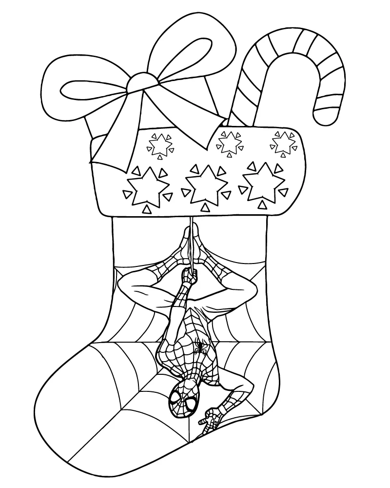 Dibujo de Imgi 12 Spiderman Christmas Stocking Coloring Page para Colorear