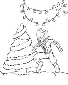 Dibujo de Imgi 13 Spiderman Christmas Tree Coloring Page para Colorear