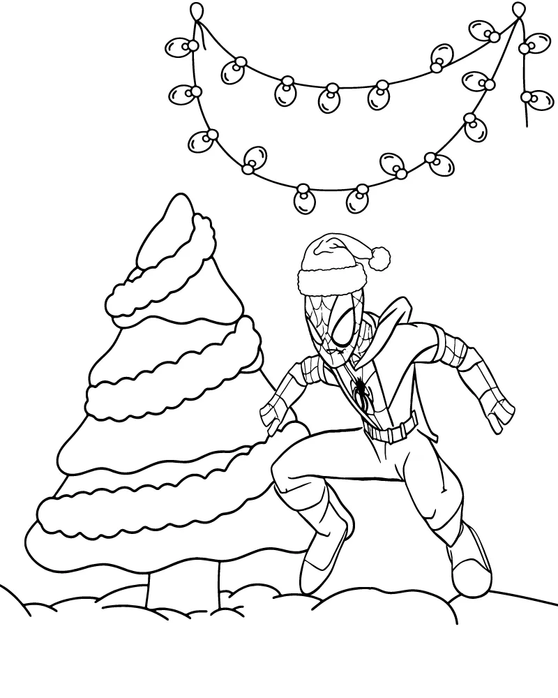 Dibujo de Imgi 13 Spiderman Christmas Tree Coloring Page para Colorear