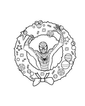 Dibujo de Imgi 14 Spiderman Christmas Wreath Coloring Page para Colorear