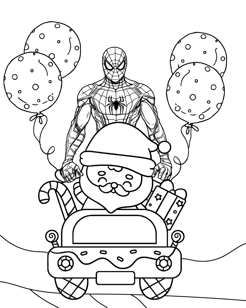 Dibujo de Imgi 2 Spiderman And Santa Holiday Craft para Colorear