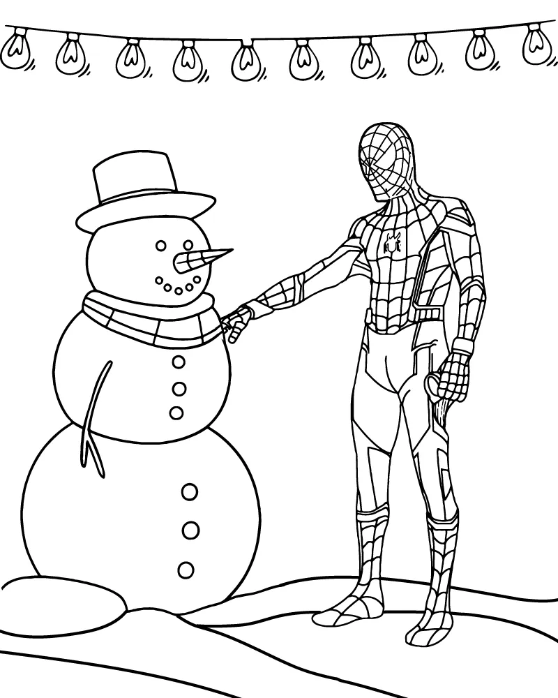 Dibujo de Imgi 5 Spiderman Building Snowman Coloring Page para Colorear