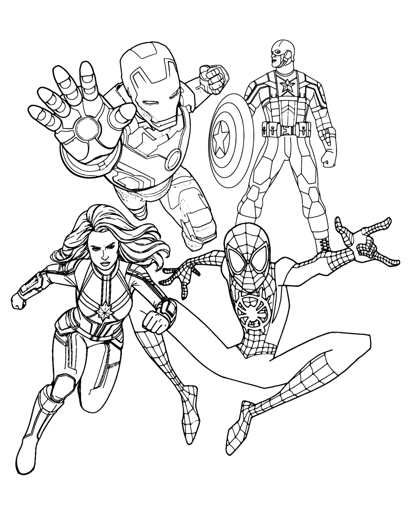 Dibujo de Imgi 6 Spiderman With Avengers Coloring Page para Colorear