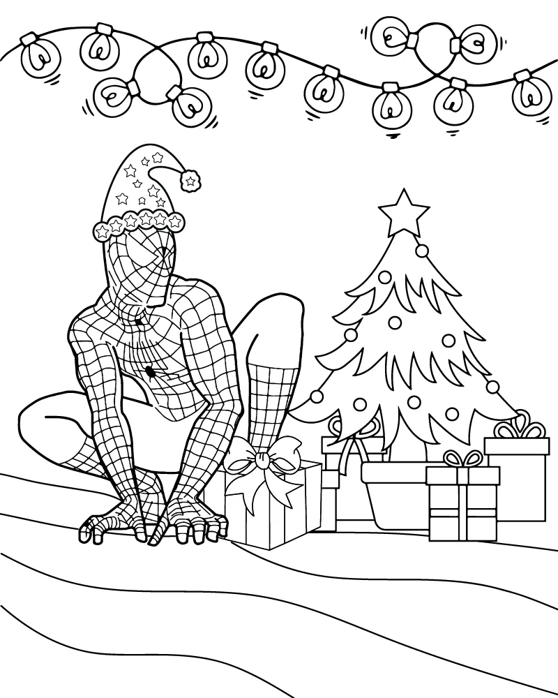 Dibujo de Imgi 7 Spiderman Christmas Coloring Page para Colorear