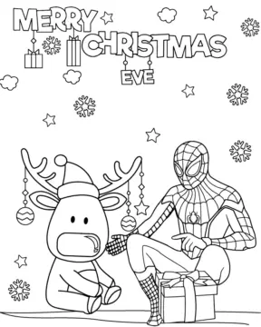Dibujo de Imgi 8 Spiderman And Sleigh Coloring For Kids para Colorear