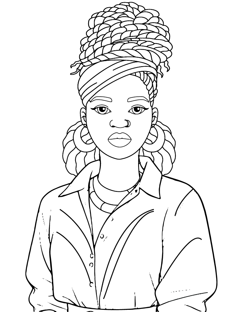 Dibujo de Afro Hair Black Girl Coloring Pages para Colorear