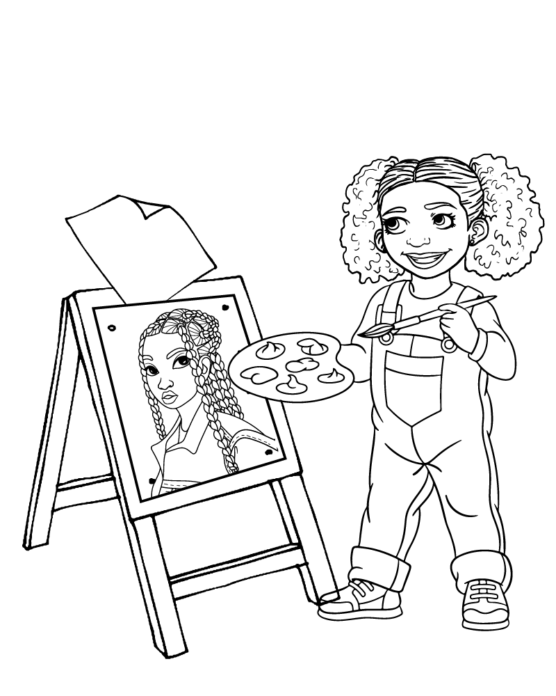 Dibujo de Black Girl Artist Coloring Pages para Colorear