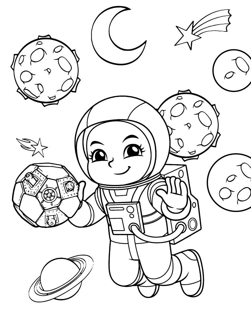 Dibujo de Black Girl Astronaut Coloring Pages para Colorear