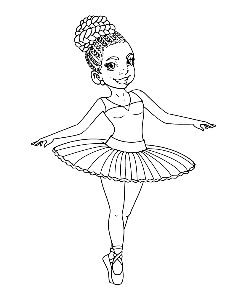 Dibujo de Black Girl Ballet Dancer Coloring Pages para Colorear