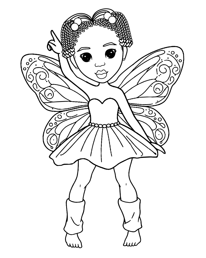 Dibujo de Black Girl Fairy Coloring Pages para Colorear