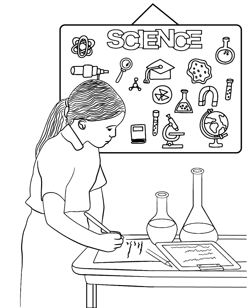 Dibujo de Black Girl Scientist Coloring Pages para Colorear