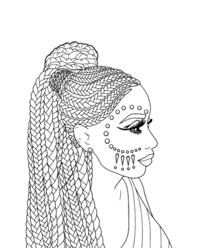Dibujo de Black Girl With Braids Coloring Pages para Colorear