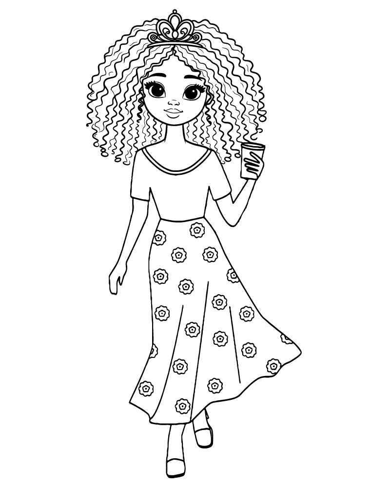 Dibujo de Curly Hair Black Girl Coloring Pages para Colorear