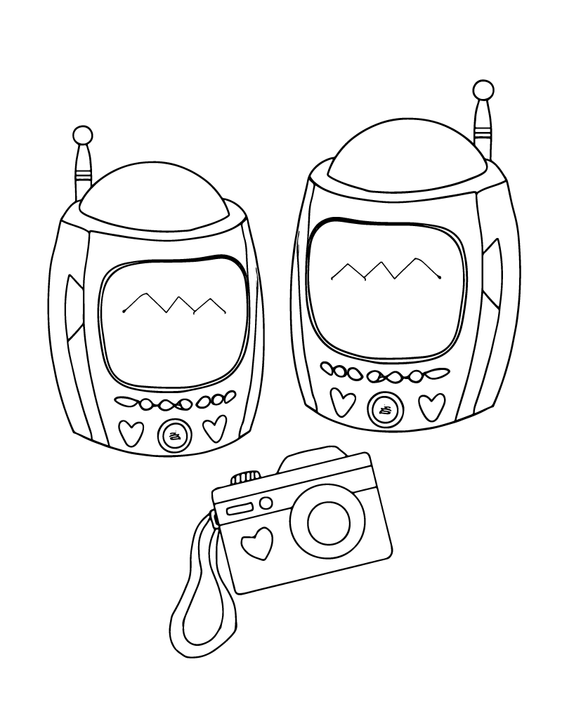 Dibujo de Y2k Aesthetic Phones And Camera Coloring Page para Colorear