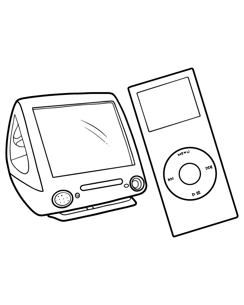 Dibujo de Y2k Mp3 Pod Coloring Page para Colorear