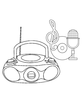 Dibujo de Y2k Radio And Microphone Coloring Page para Colorear