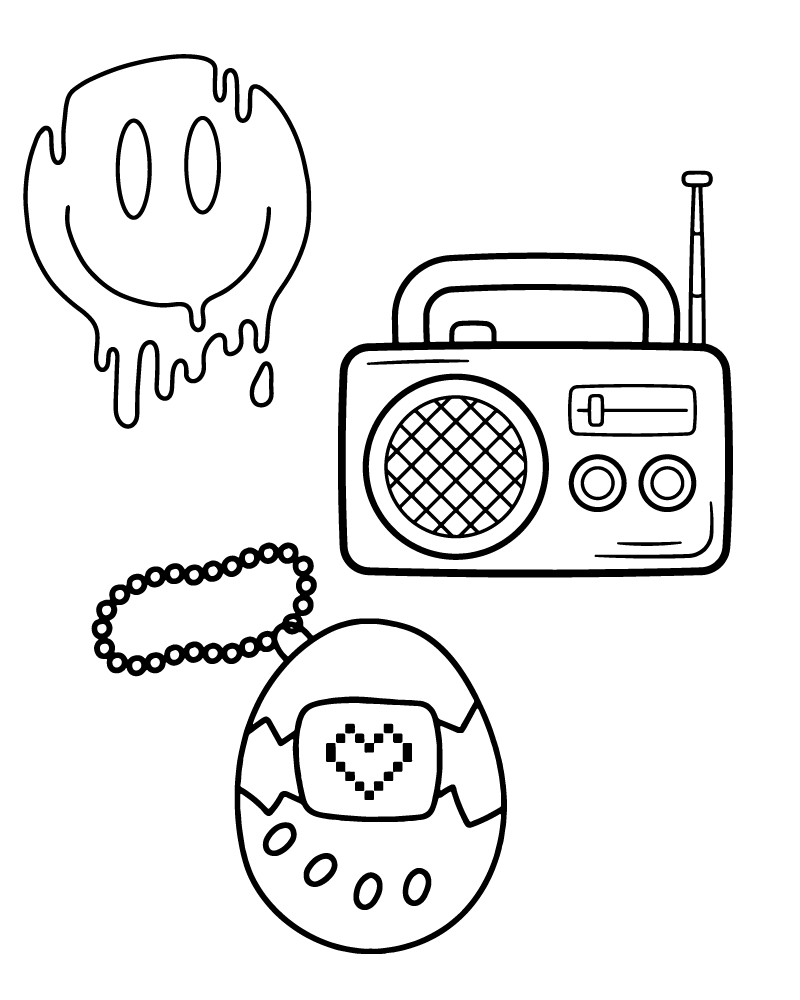 Dibujo de Y2k Radio And Toys Coloring Page para Colorear