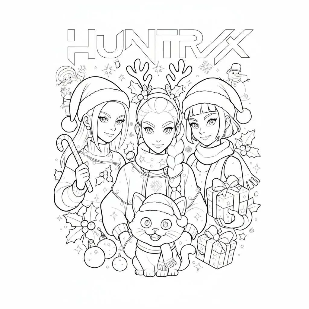 Dibujo de Imgi 10 Kawaii Christmas Kpop Demon Hunter Coloring Page para Colorear