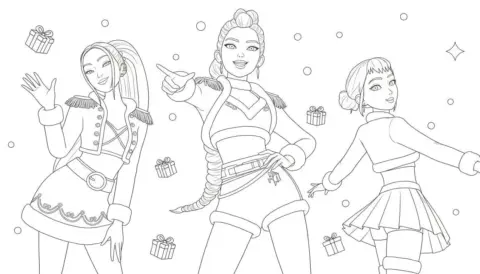 Dibujo de Imgi 11 Christmas Kpop Demon Hunter Dancing Coloring Page para Colorear
