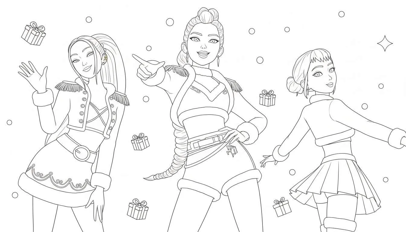 Dibujo de Imgi 11 Christmas Kpop Demon Hunter Dancing Coloring Page para Colorear