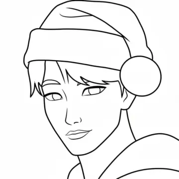 Dibujo de Imgi 14 Jinu Wearing Santa Hat Coloring Page para Colorear