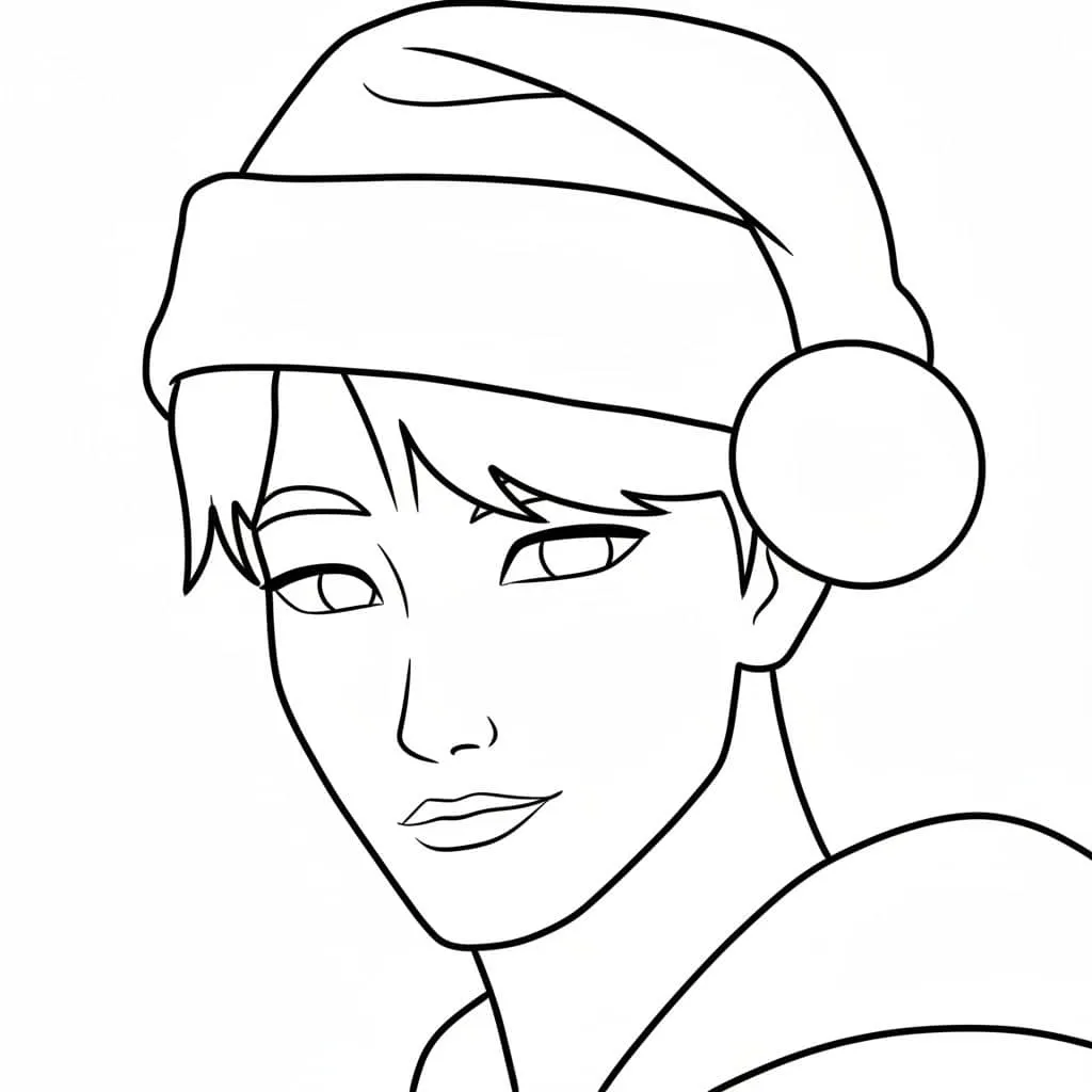 Dibujo de Imgi 14 Jinu Wearing Santa Hat Coloring Page para Colorear