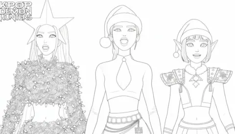 Dibujo de Imgi 16 Kpop Demon Hunter Holiday Coloring Page para Colorear