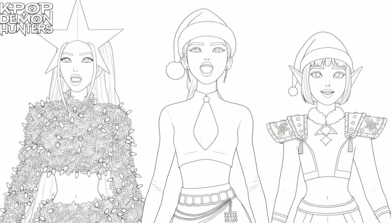 Dibujo de Imgi 16 Kpop Demon Hunter Holiday Coloring Page para Colorear