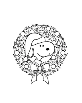 Dibujo de Imgi 13 Snoopy Christmas Wreath Coloring Page para Colorear