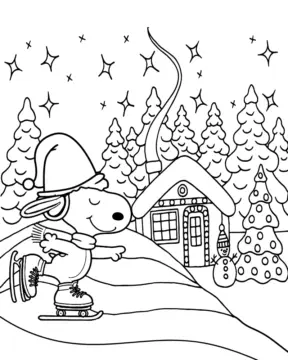 Dibujo de Imgi 14 Snoopy Ice Skating Christmas Coloring Page para Colorear