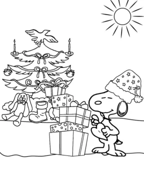 Dibujo de Imgi 15 Snoopy In Santa Hat Coloring Page para Colorear