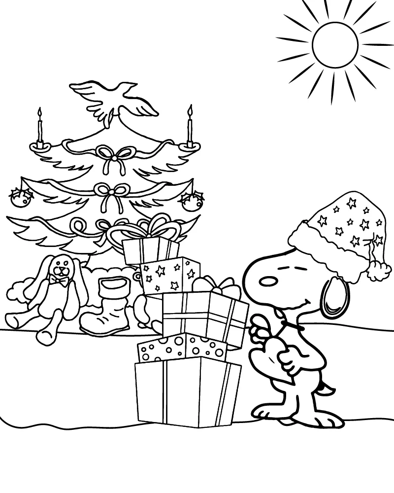 Dibujo de Imgi 15 Snoopy In Santa Hat Coloring Page para Colorear