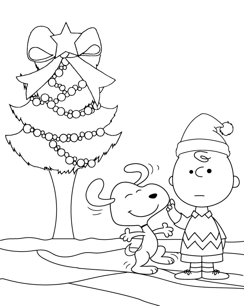 Dibujo de Imgi 2 Charlie Brown And Snoopy Christmas Coloring Page para Colorear