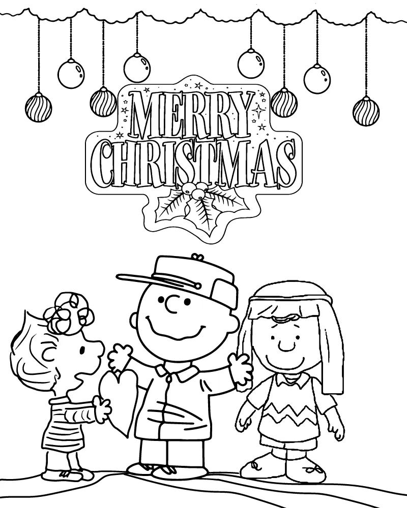 Dibujo de Imgi 4 Peanuts Christmas Scene Printable para Colorear