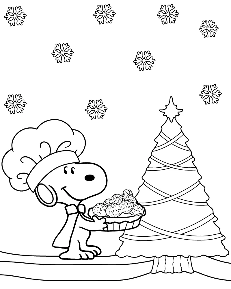 Dibujo de Imgi 8 Snoopy Baking Christmas Cookies Coloring Page para Colorear