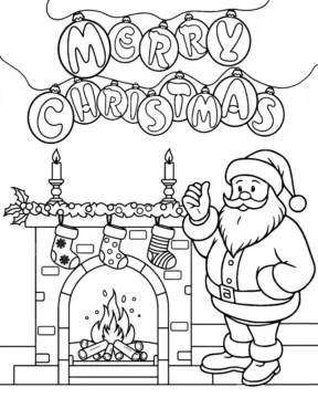 Dibujo de Imgi 10 Preppy Holiday Fireplace Scene Coloring Page para Colorear