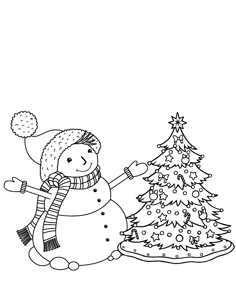 Dibujo de Imgi 15 Preppy Snowman With Scarf Coloring Page para Colorear