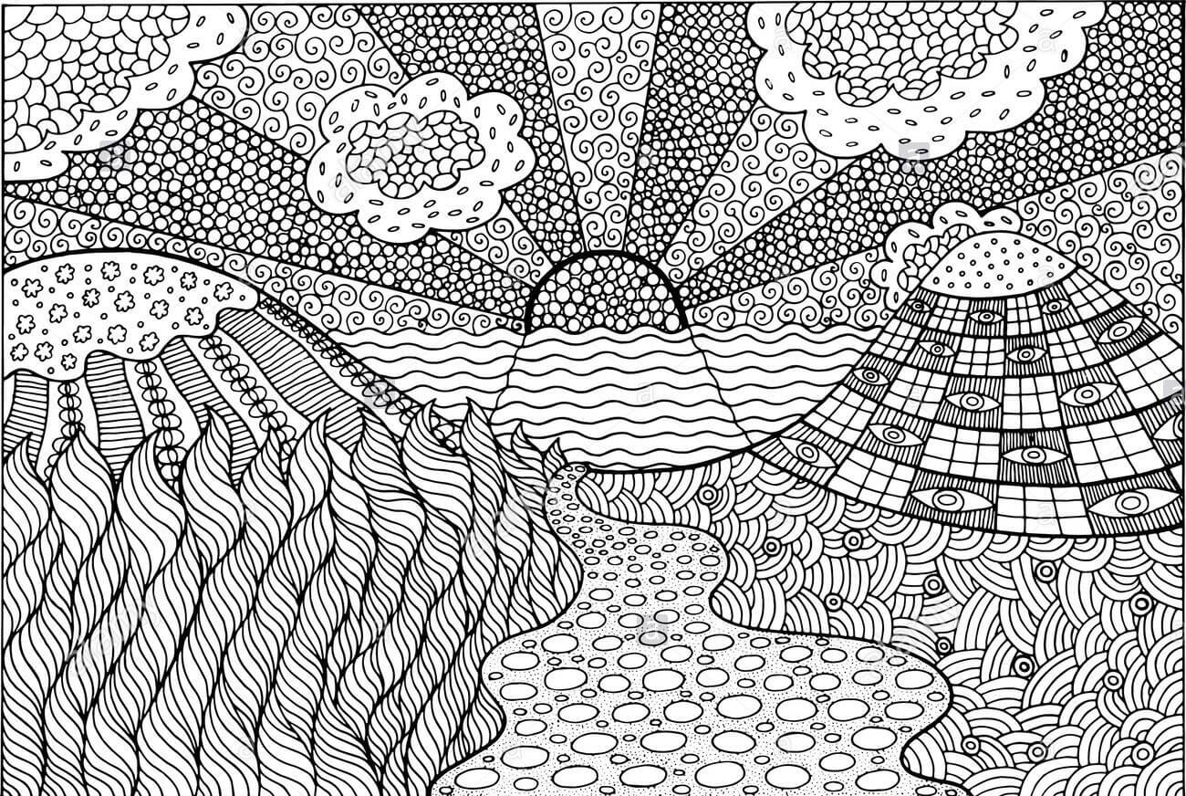 Dibujo de Paisaje Mandala para Colorear
