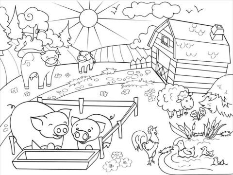 Dibujo de Paisaje Rural para Colorear
