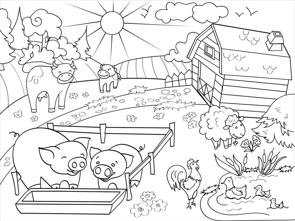 Dibujo de Paisaje Rural para Colorear