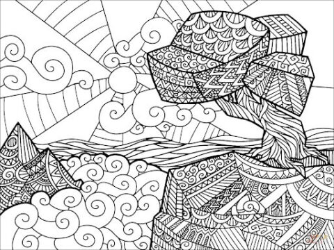 Dibujo de Paisaje Zentangle para Colorear