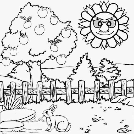 Dibujo de Paisaje de Dibujos Animados para Colorear