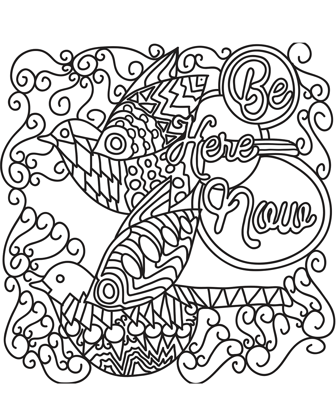 Dibujo de Aves Doodle Arte para Colorear