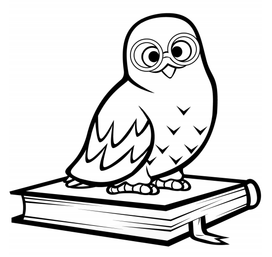 Dibujo de Búho en el Libro para Colorear