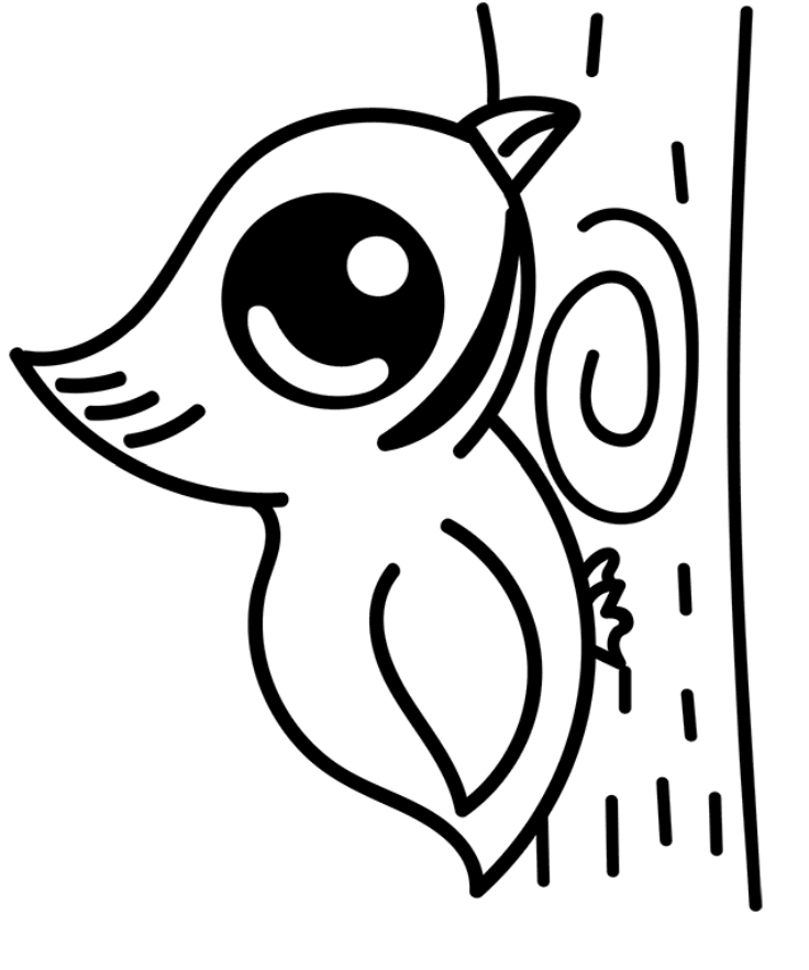 Dibujo de Pájaro Carpintero bebé para Colorear