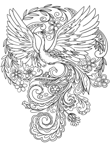 Dibujo de Pavo Verdadero y Flores para Colorear