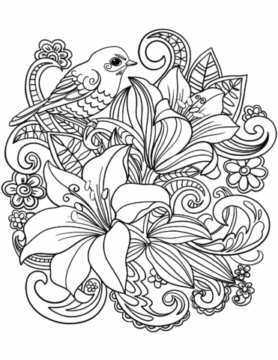 Dibujo de Skylark en Flores para Colorear