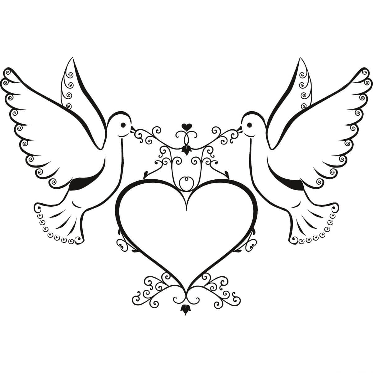 Dibujo de Paloma con corazón para Colorear