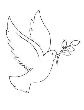 Dibujo de Paloma con Rama pequeña en Su Pico para Colorear